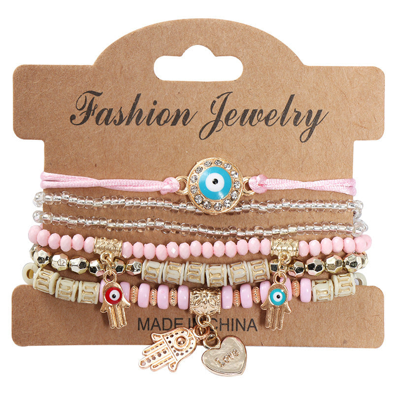 Wholesale Devil's Eye Fashion Bohemian Multi Layer Bead Charm Bracelet